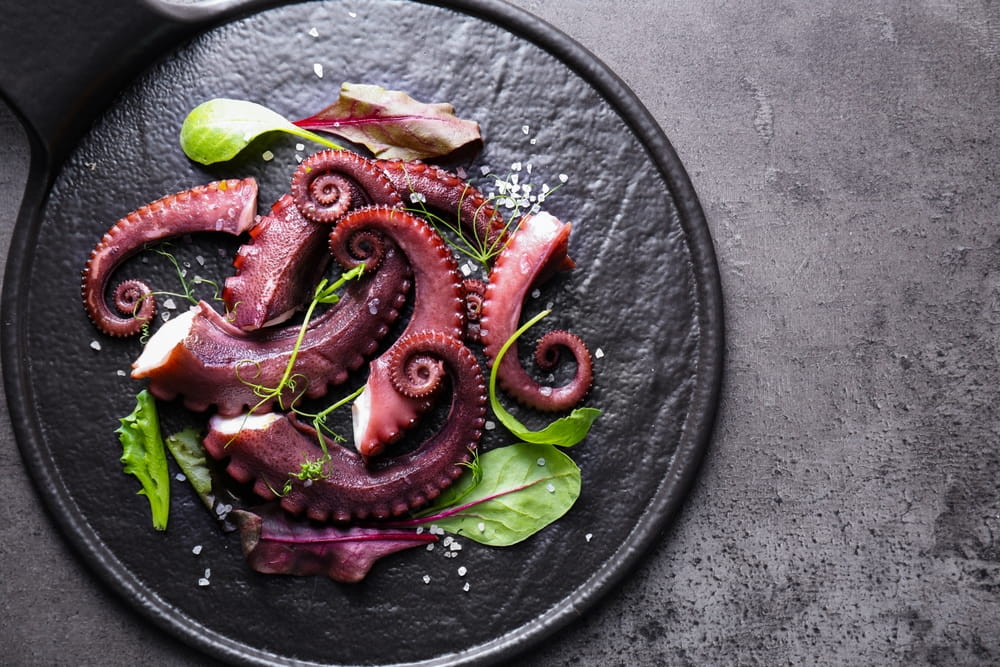 Galician-style octopus served in a traditional Spanish pulpería